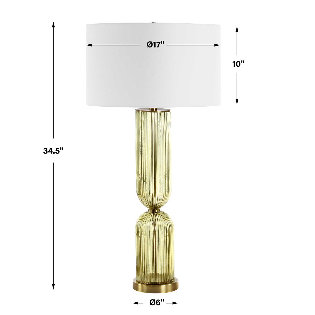 Mirah Olive Glass Table Lamp, by Uttermost, 17" width x 34.5" height x 17" depth View 3