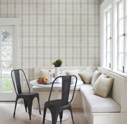 Farmhouse Plaid Beige & Grey Wallpaper