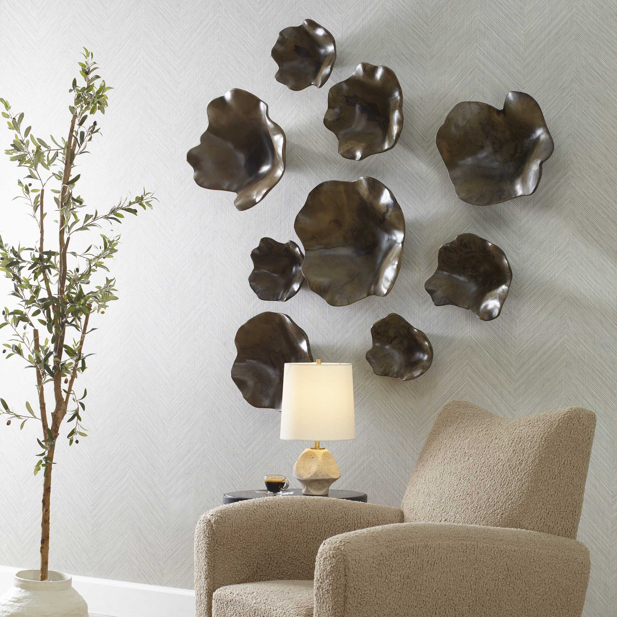 Two Wood Wall Décor In Mocha Set/3 large image 