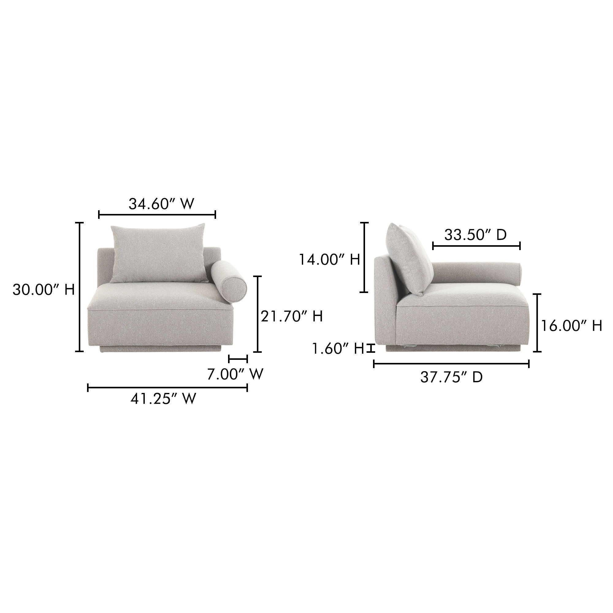 Rosello Right Arm Facing Chair Light Grey large image 