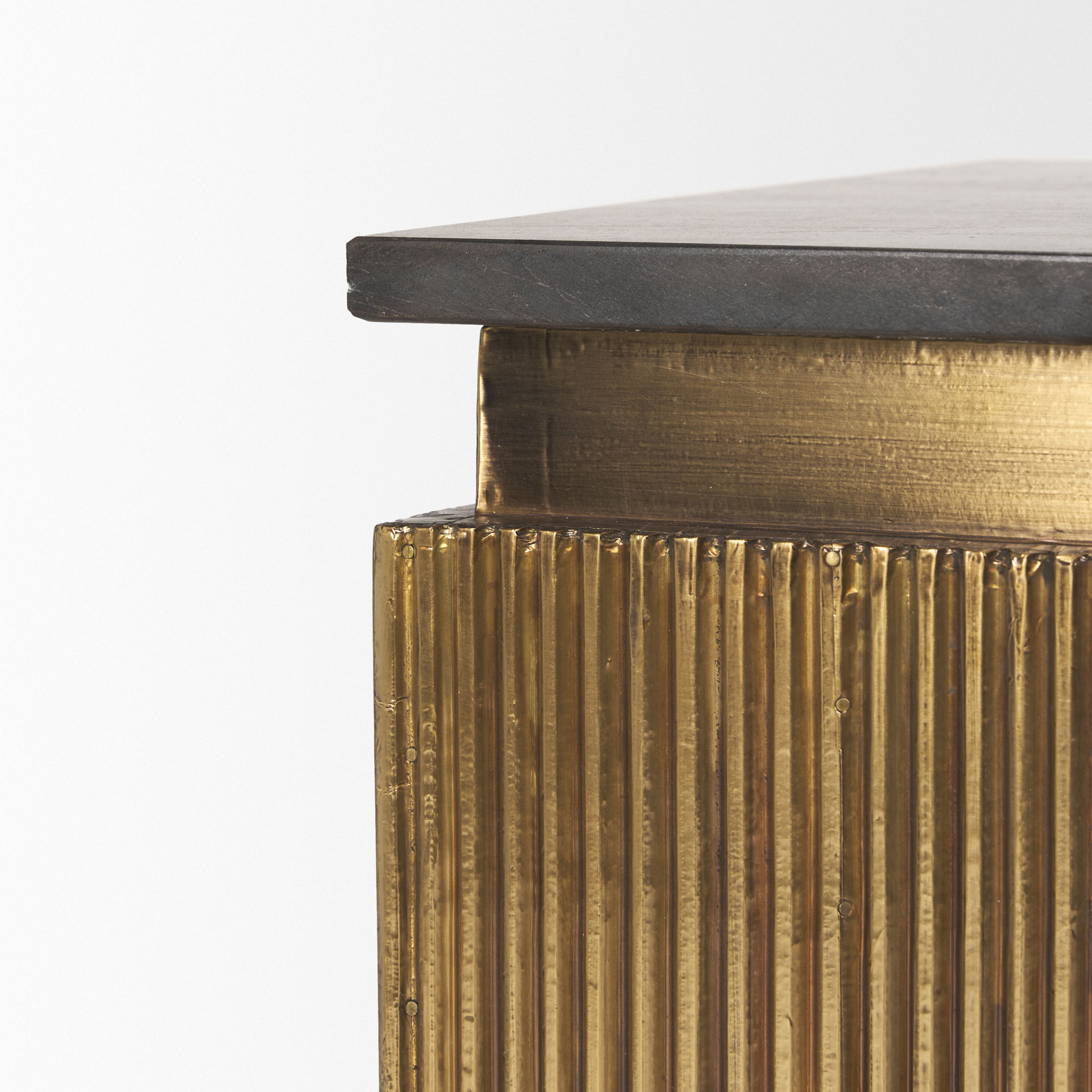 Satima Black Marble with Gold Metal Square Fluted Accent Table large image 