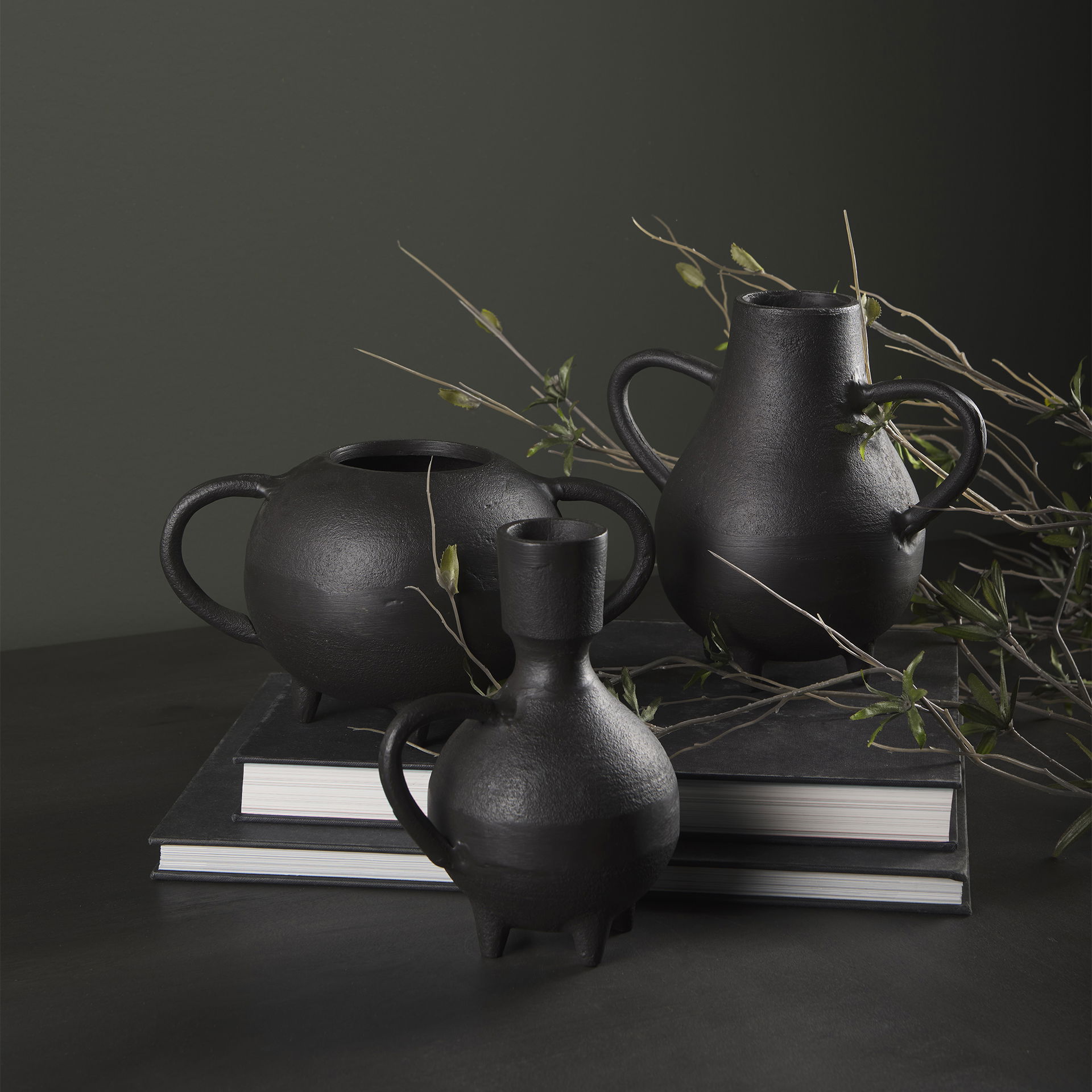 Cyrus Black Spherical Vase with Flute Decorative Object, by Mercana, 5.12" length x 3.94" width x 7.48" height View 4