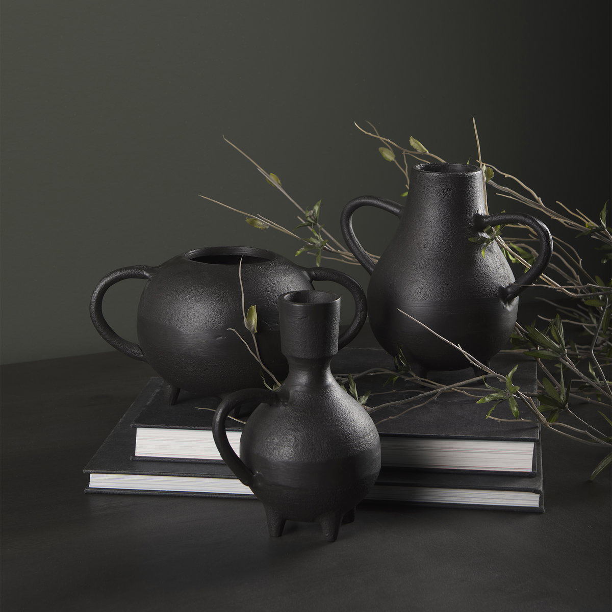 Cyrus Black Spherical Vase with Flute Decorative Object, by Mercana, 5.12" length x 3.94" width x 7.48" height View 4