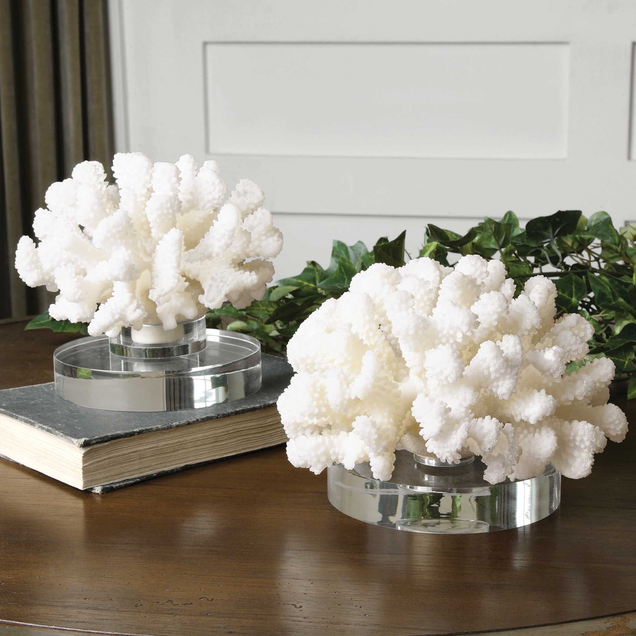 Hard Coral Sculptures Set/2, Decorative by Uttermost, 7" width x 5.5" height x 7" depth View 3