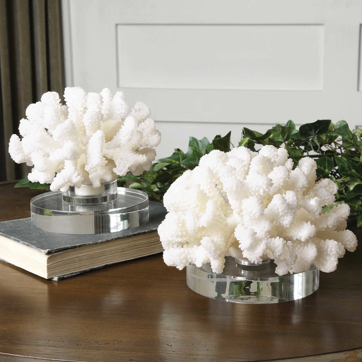 Hard Coral Sculptures Set/2, Figurines & Statue by Uttermost, 7" width x 5.5" height x 7" depth View 3