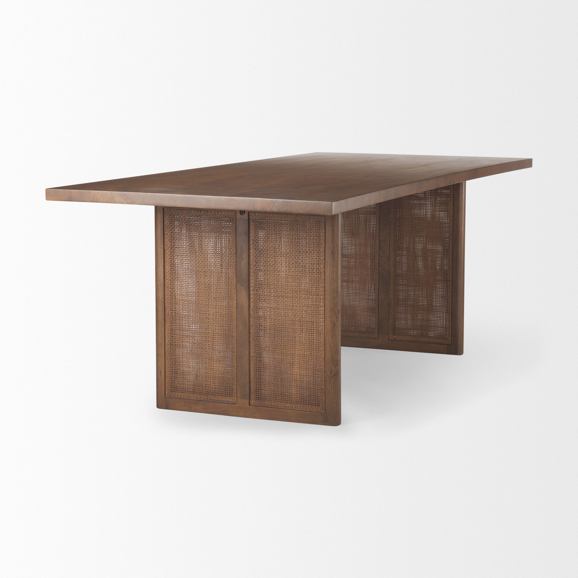Grier 84' Medium Brown Wood with Cane Dining Table, by Mercana, 84" length x 38" width x 30" height View 4