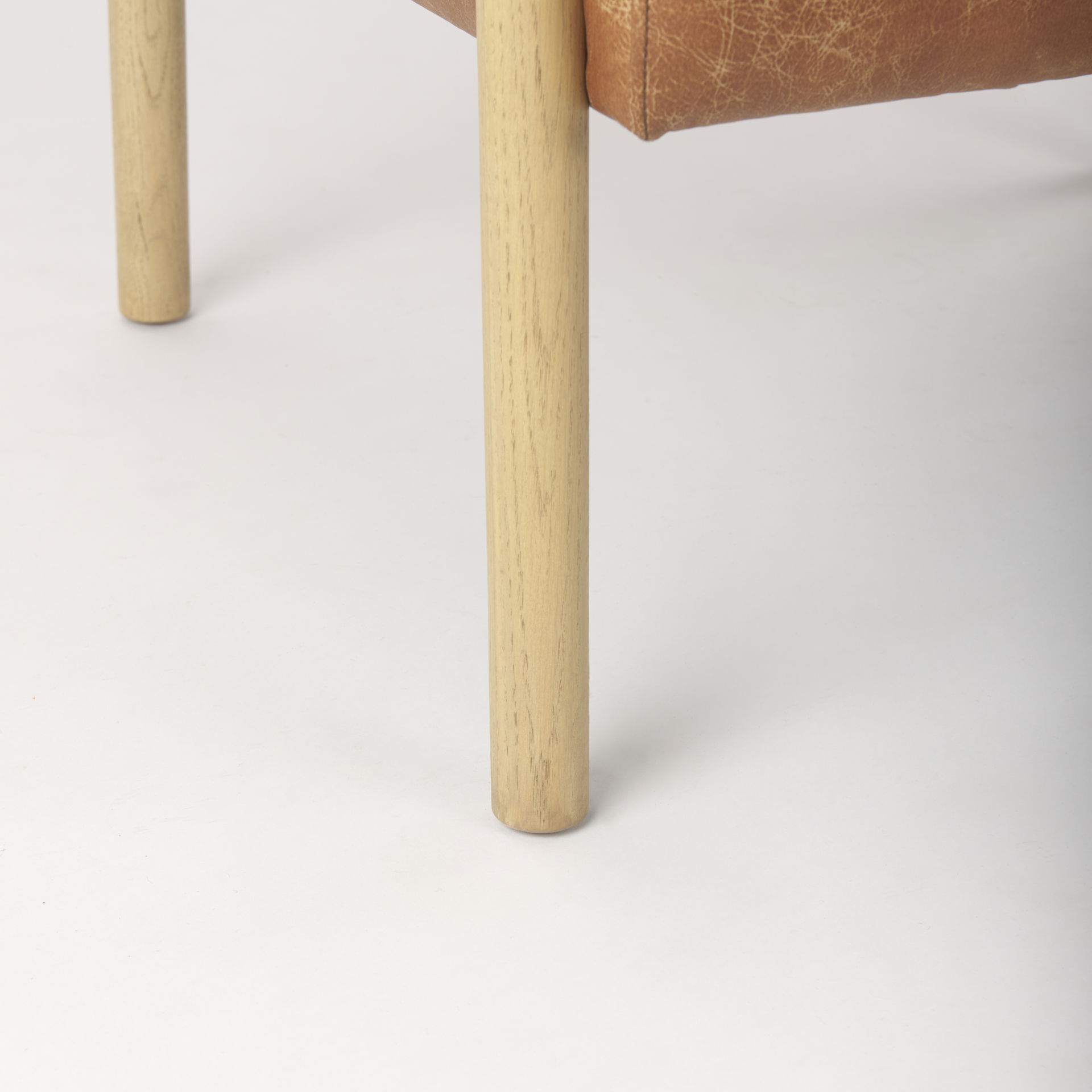 Ashton Brown Faux Leather with Light Wood  Accent Chair, by Mercana, 28.54" length x 29.72" width x 31.5" height View 14