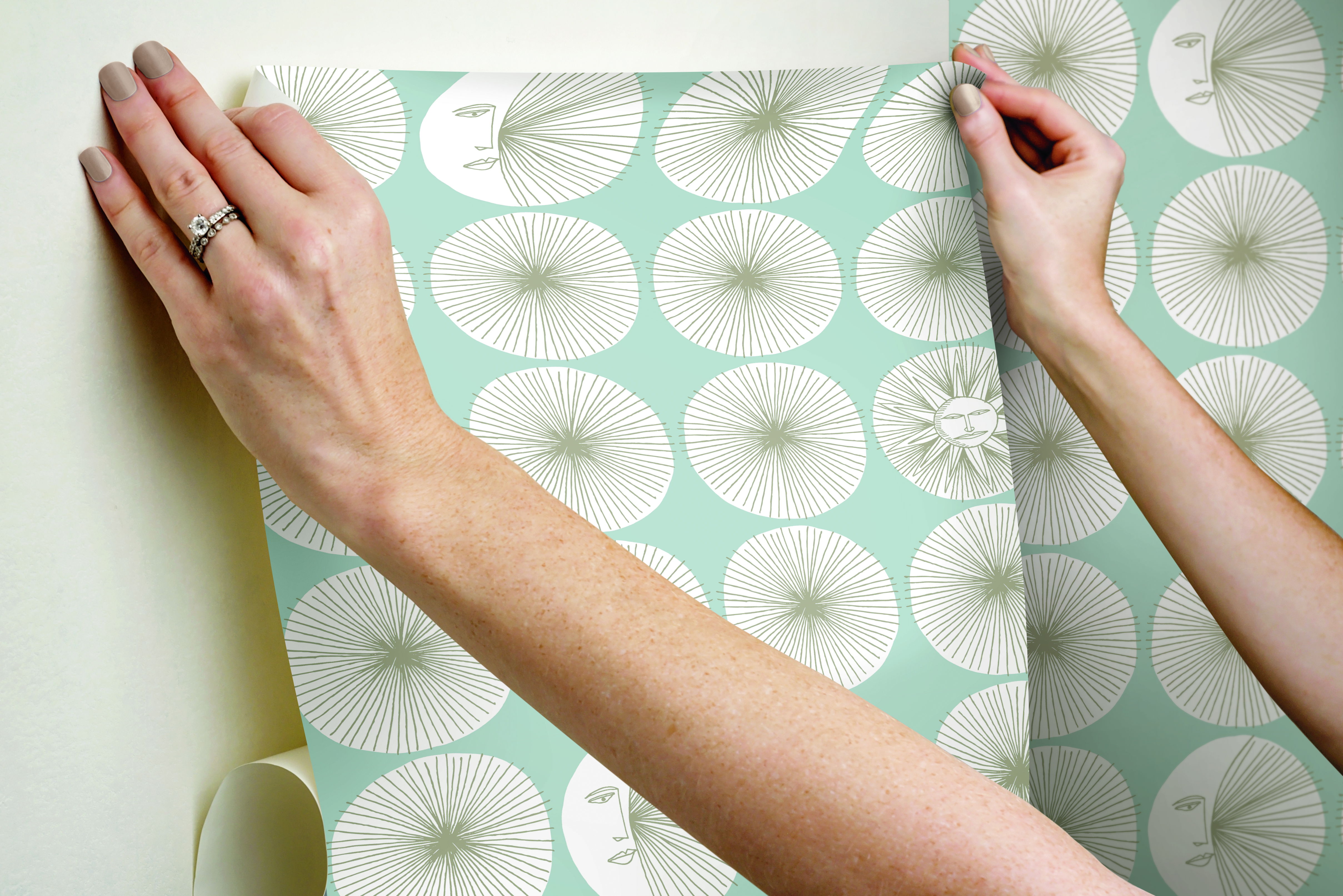 Soho Starburst Light Blue Peel & Stick Wallpaper large image 
