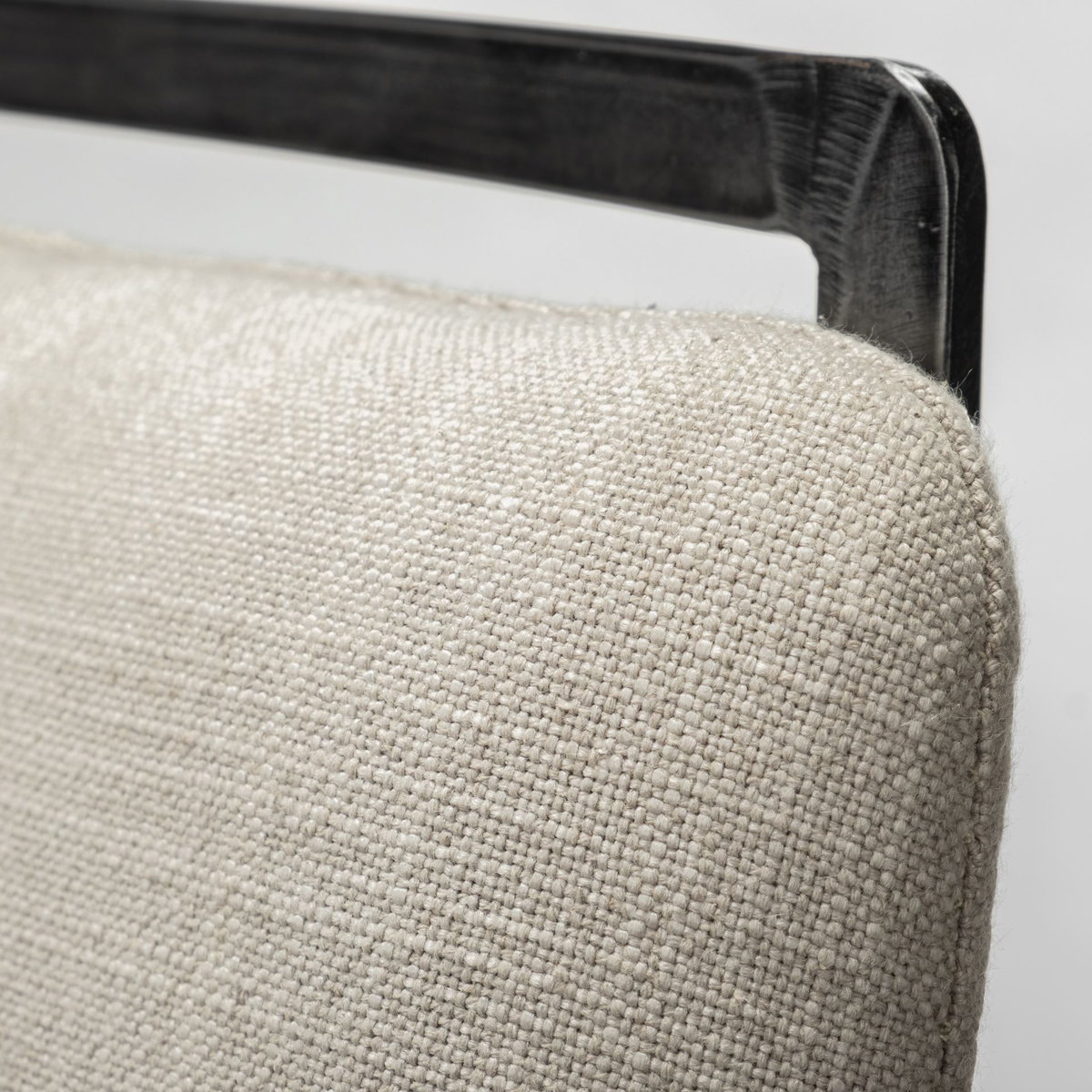 Kavalan Low Back 28.5in Seat Bar Stool | Beige Fabric with Gray Metal, Counter & Bar Stool by Mercana, 17.7" length x 20.9" width x 37.5" height View 7
