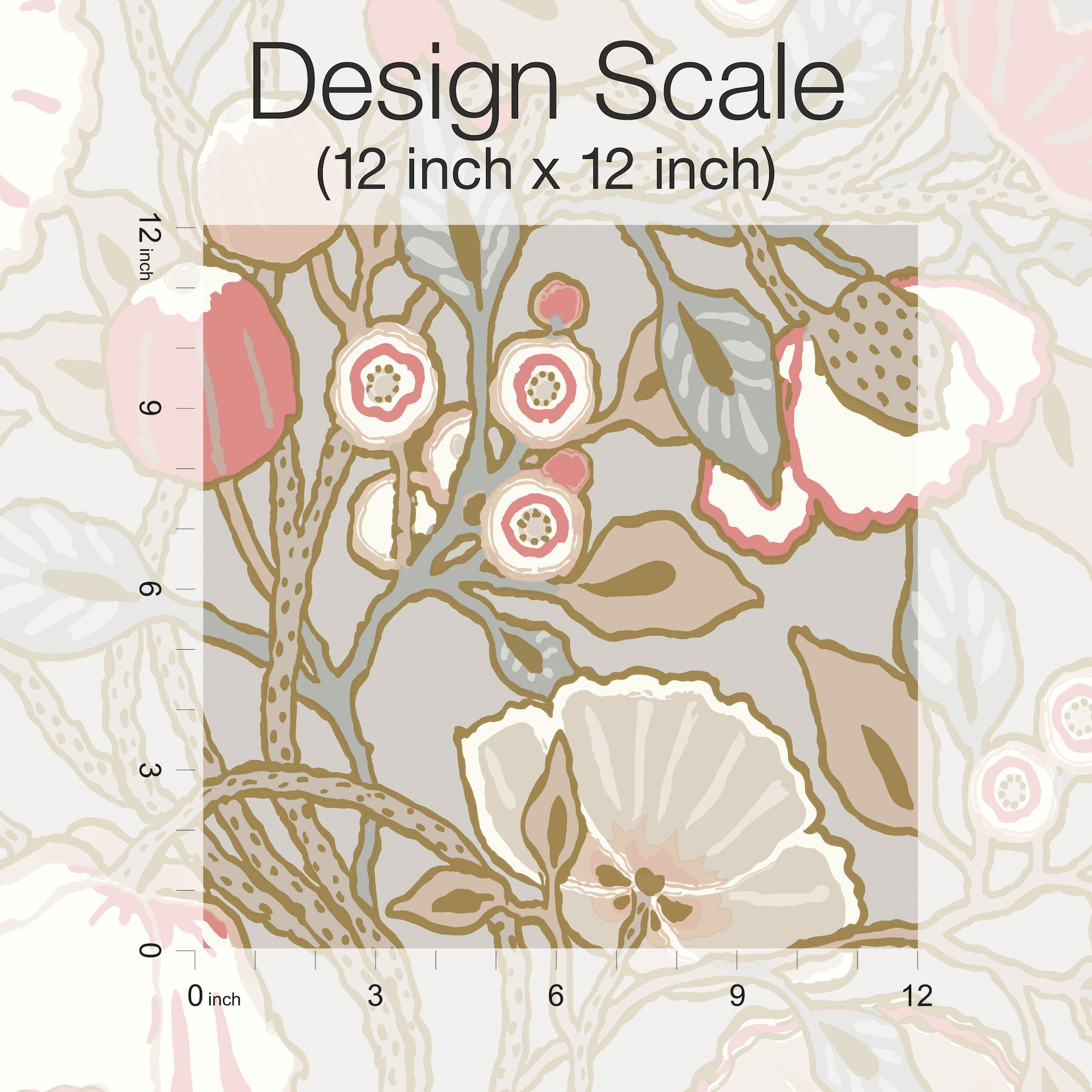 Poppies Grey & Pink Metallic Wallpaper large image 
