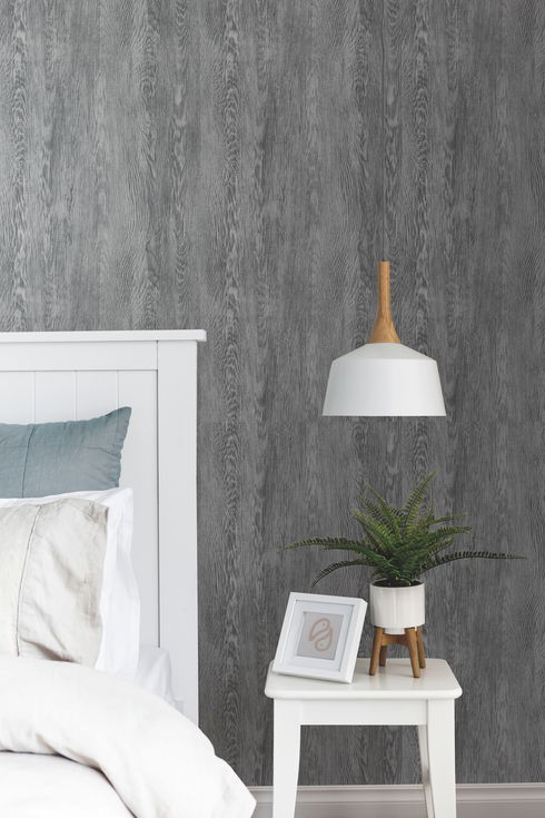 Quarter Sawn Wood Black Wallpaper