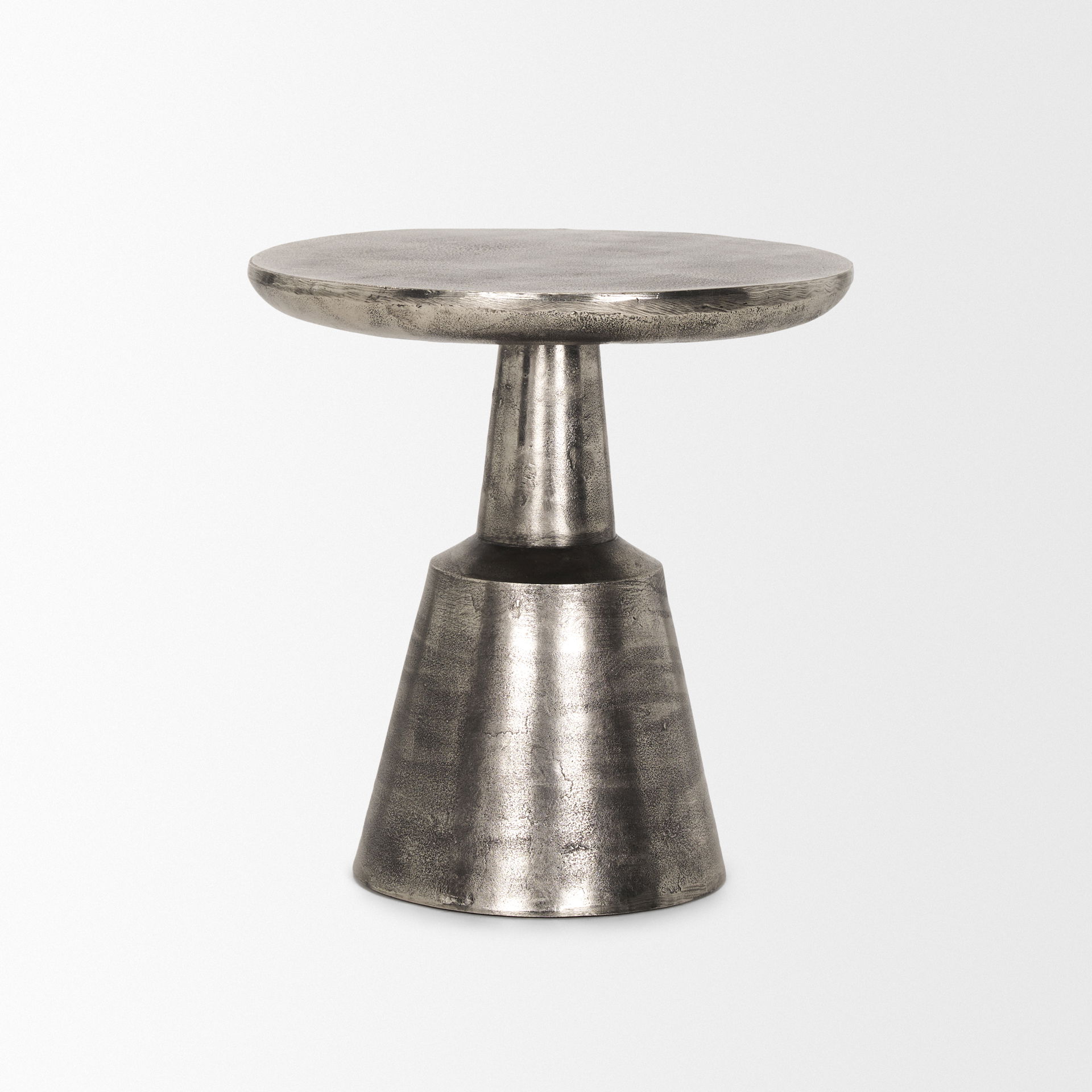 Bobbi Textured Polished Nickel Cast Aluminum Metal Accent Table large image 