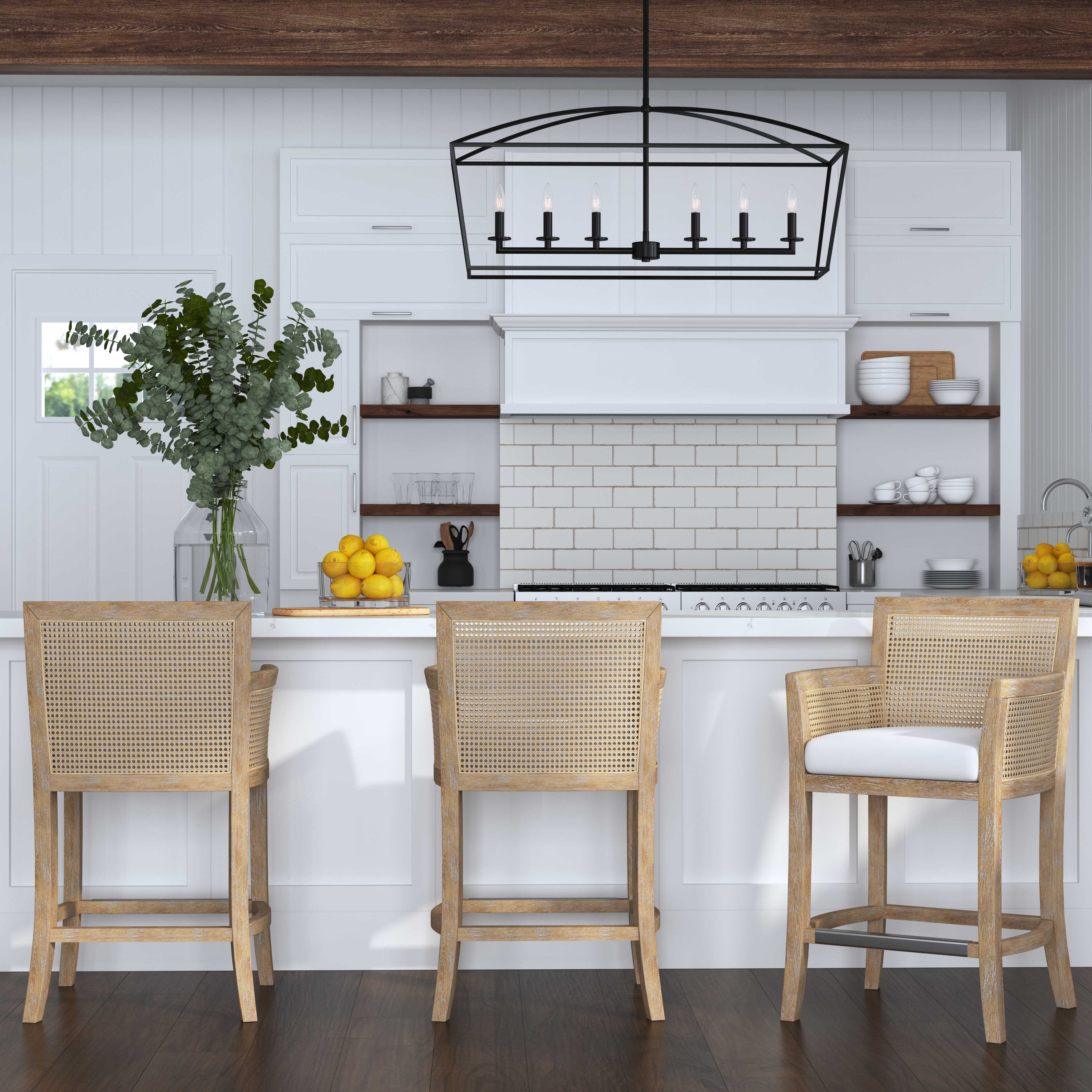 Clayton 6 Light Linear Chandelier, Ceiling Light by Uttermost, 42" width x 17.5" height x 13" depth View 3