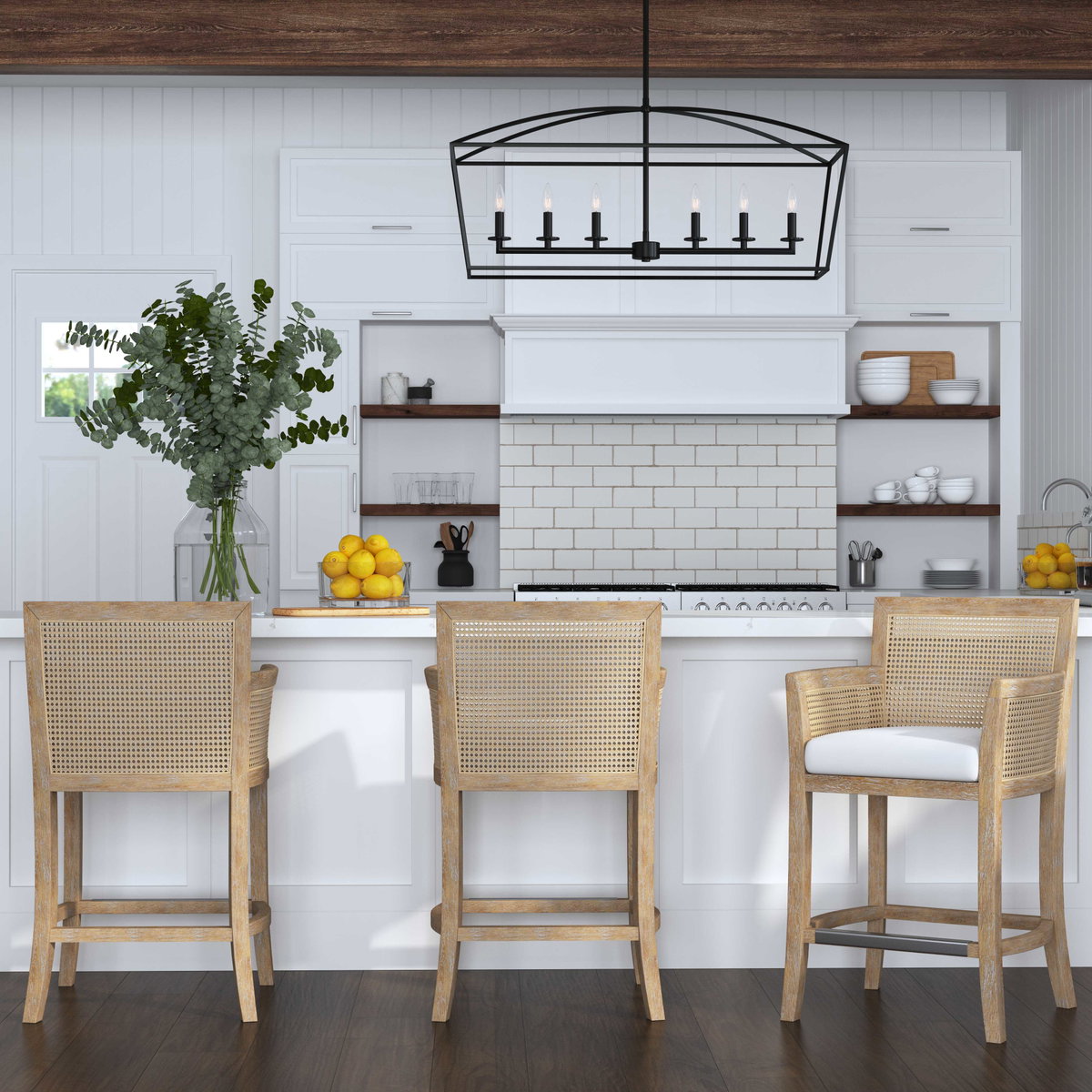 Clayton 6 Light Linear Chandelier, by Uttermost, 3'6" width x 1'5.5" height x 1'1" depth View 3