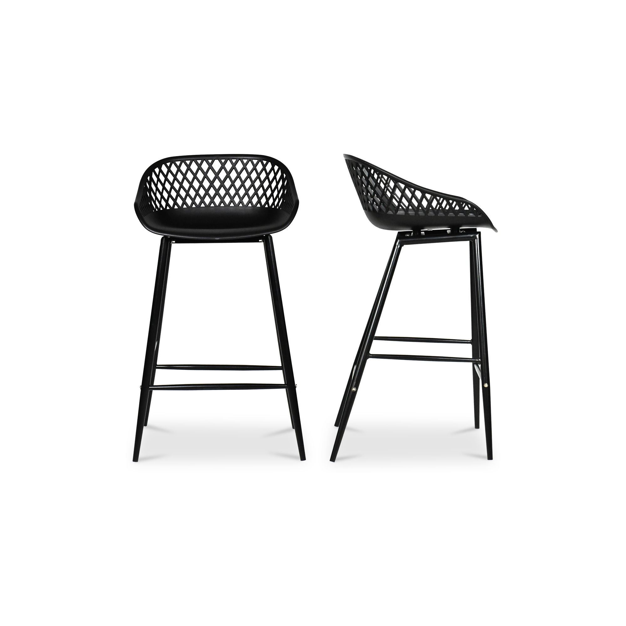 Piazza Outdoor Counter Stool Black - Set Of Two, Outdoor Chair by Moe's Home, 1'7" width x 2'10" height x 1'7" depth View 2