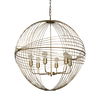 Chiron II 36L x 36W x 38H Gold Metal Globe Six Bulb Chandelier, by Mercana, 36" length x 36" width x 38" height thumbnail 1