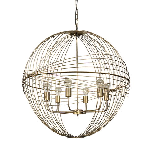 Chiron II 36L x 36W x 38H Gold Metal Globe Six Bulb Chandelier