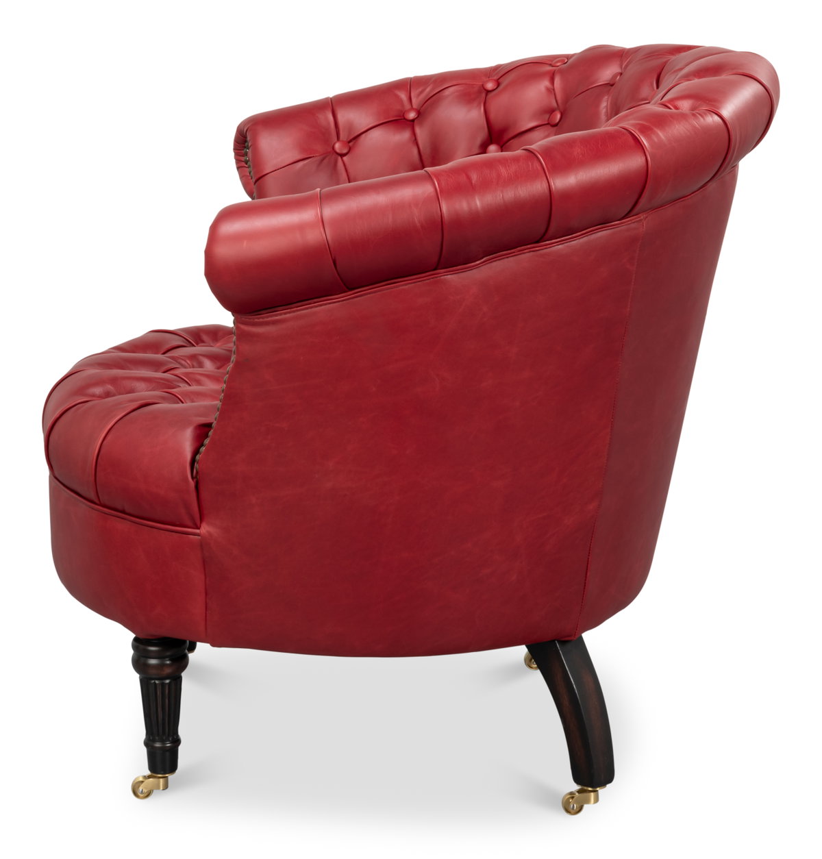 Bastian Armchair  New Rouge Leather, by Sarreid, 2'9" length x 2'9" width x 2'7" height View 9