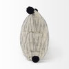 Krystal 20x20 Cream/Blue Pom Pom Pillow Cover, Decorative Pillow by Mercana, 18" length x 18" width x 0.2" height thumbnail 3
