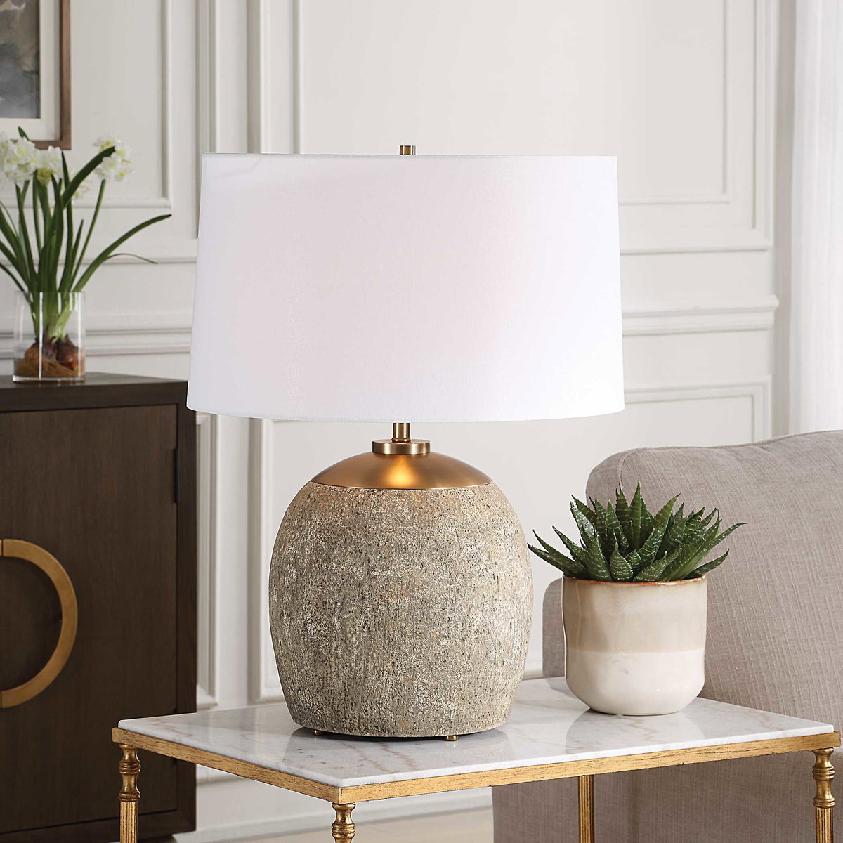 Raylan Textured Table Lamp, by Uttermost, 19" width x 25.5" height x 19" depth View 2