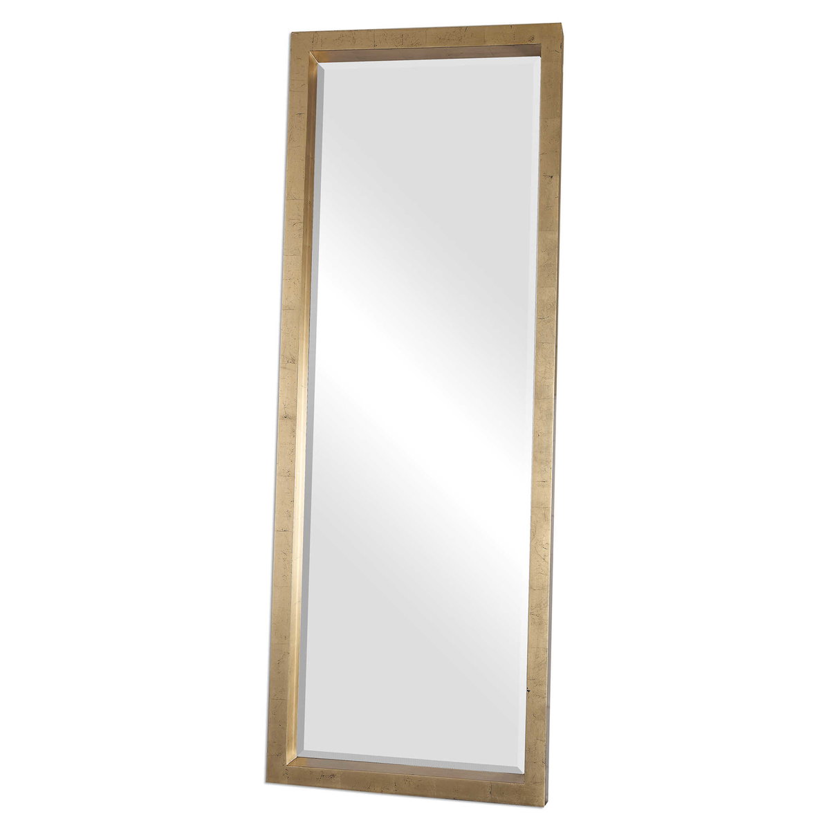 Edmonton Gold Leaner Mirror, by Uttermost, 27.5" width x 75.5" height x 4.5" depth View 4