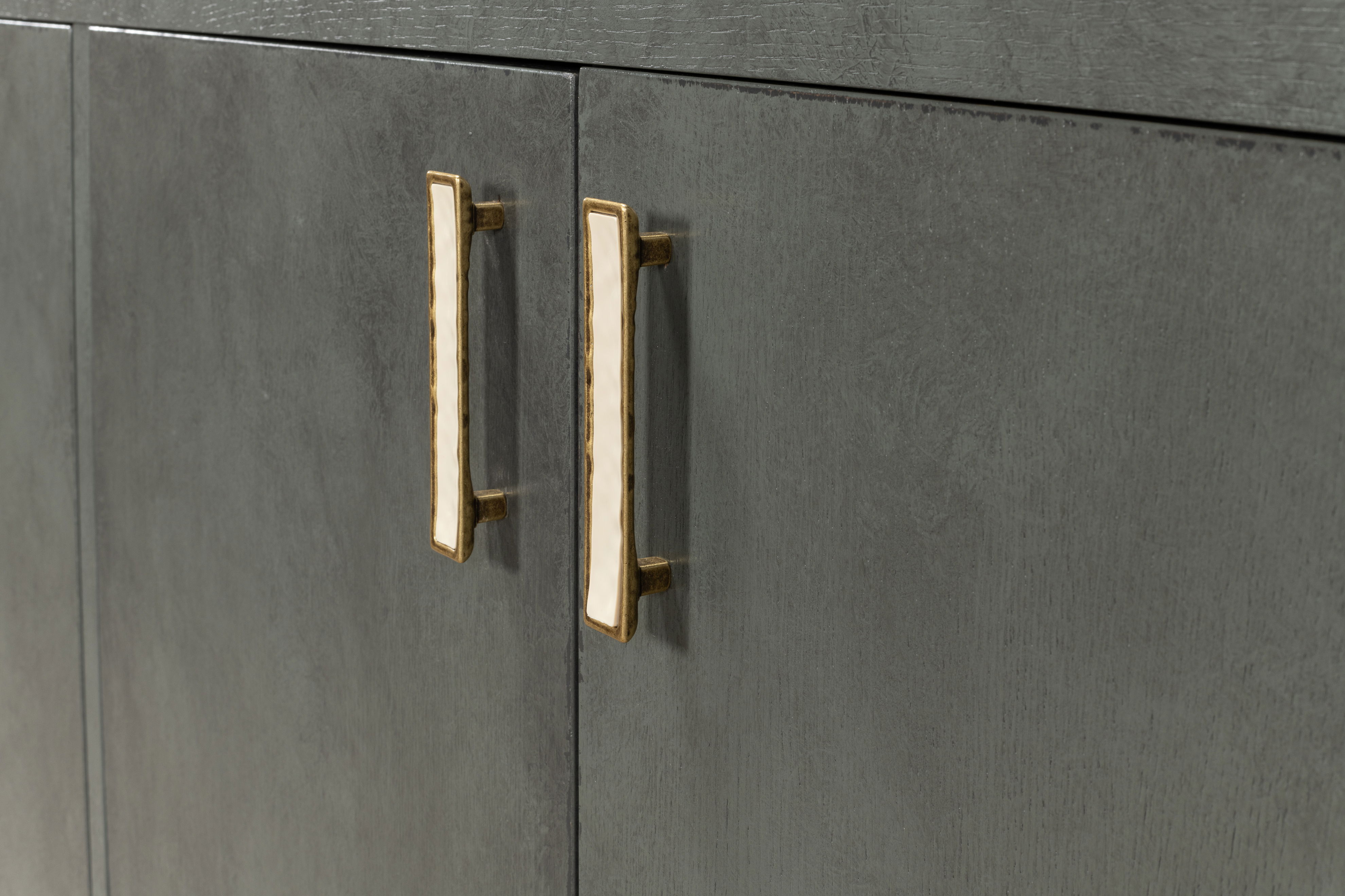 Blanco 4 Door Buffet, Stone Grey, Cabinets & Sideboard by Sarreid, 80" length x 18" width x 34" height View 8