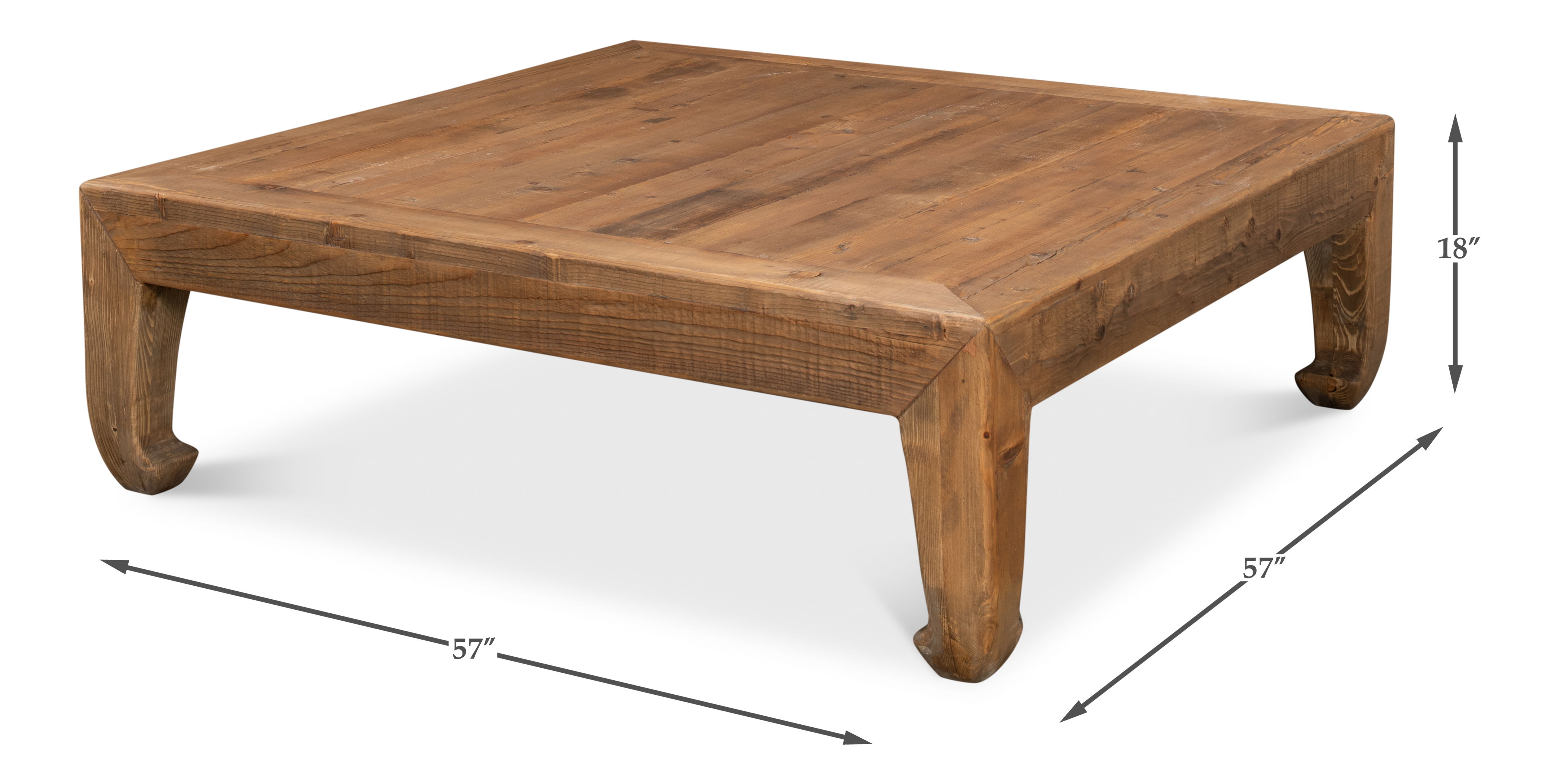 Classic Chinese Coffee Table, by Sarreid, 57" length x 57" width x 18" height View 12