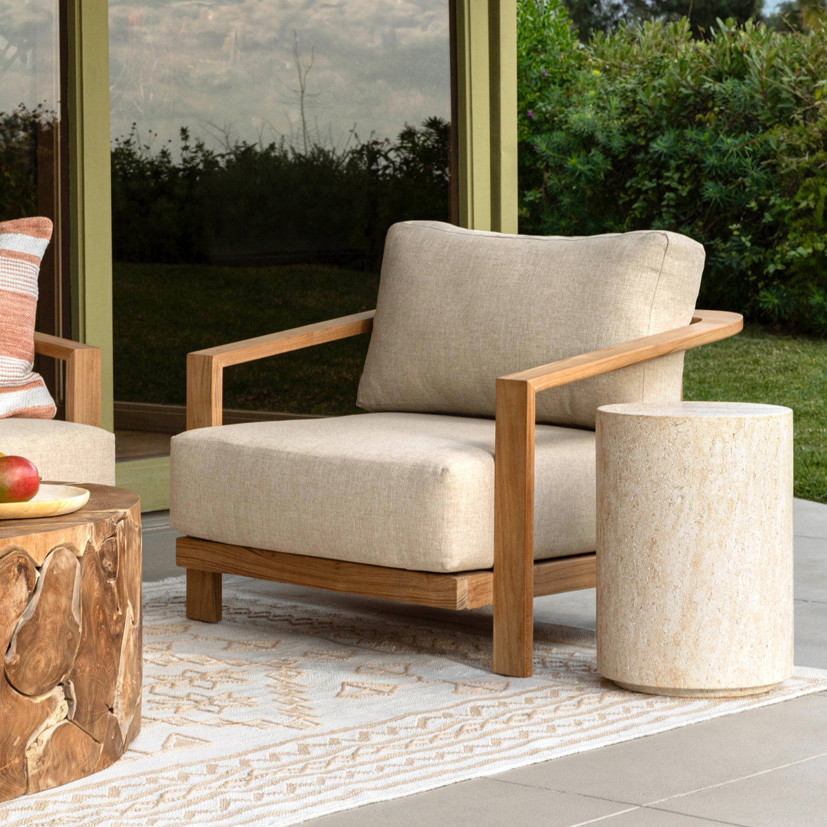 Sol Outdoor End Table Natural, Side & End Table by Dovetail, 14.17" width x 20.08" height x 14.17" diameter x 14.17" depth View 3
