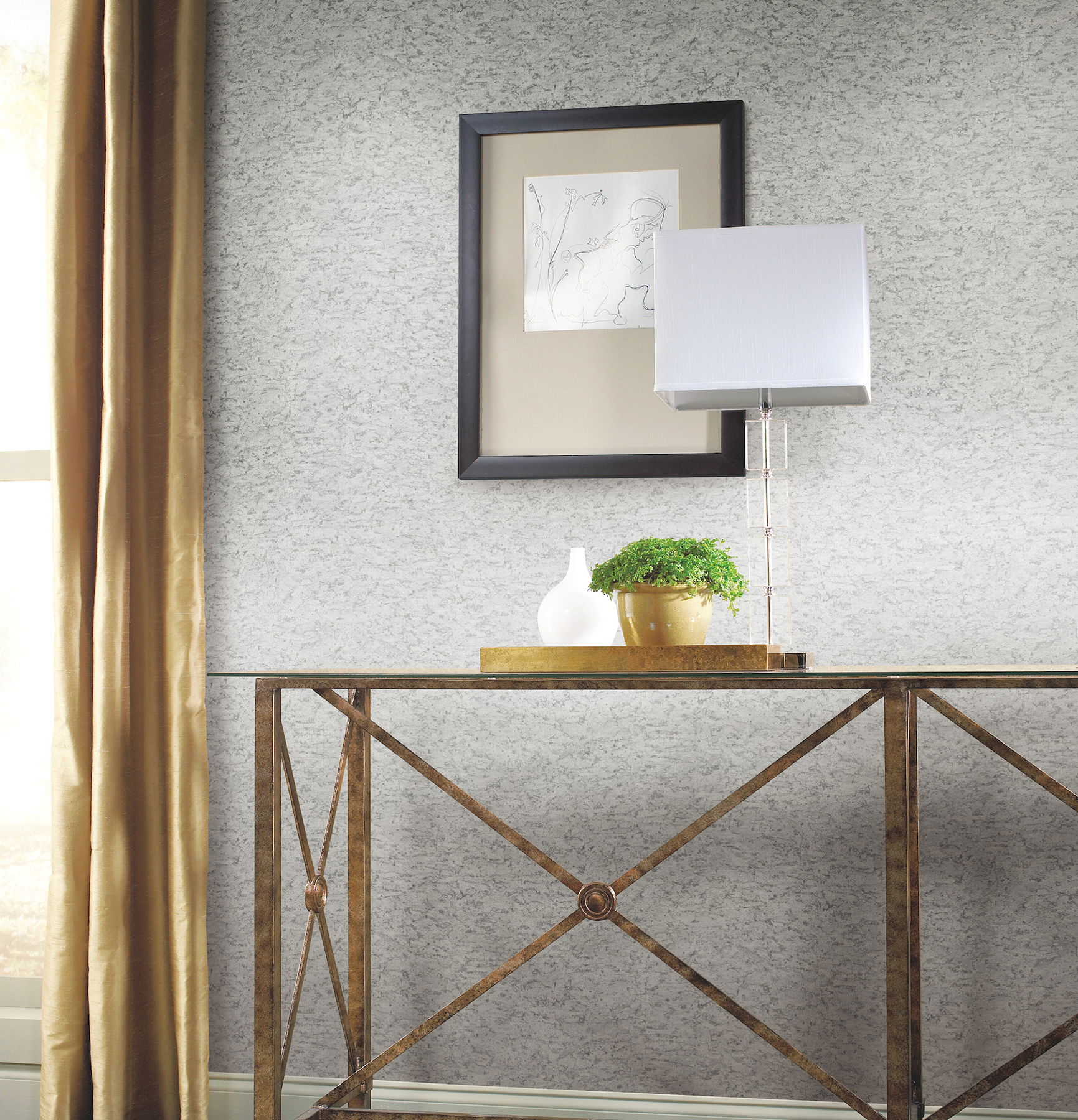 Shimmering Cork Grey Peel & Stick Wallpaper large image 