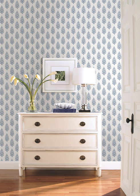 Paisley on Calico Blue Wallpaper