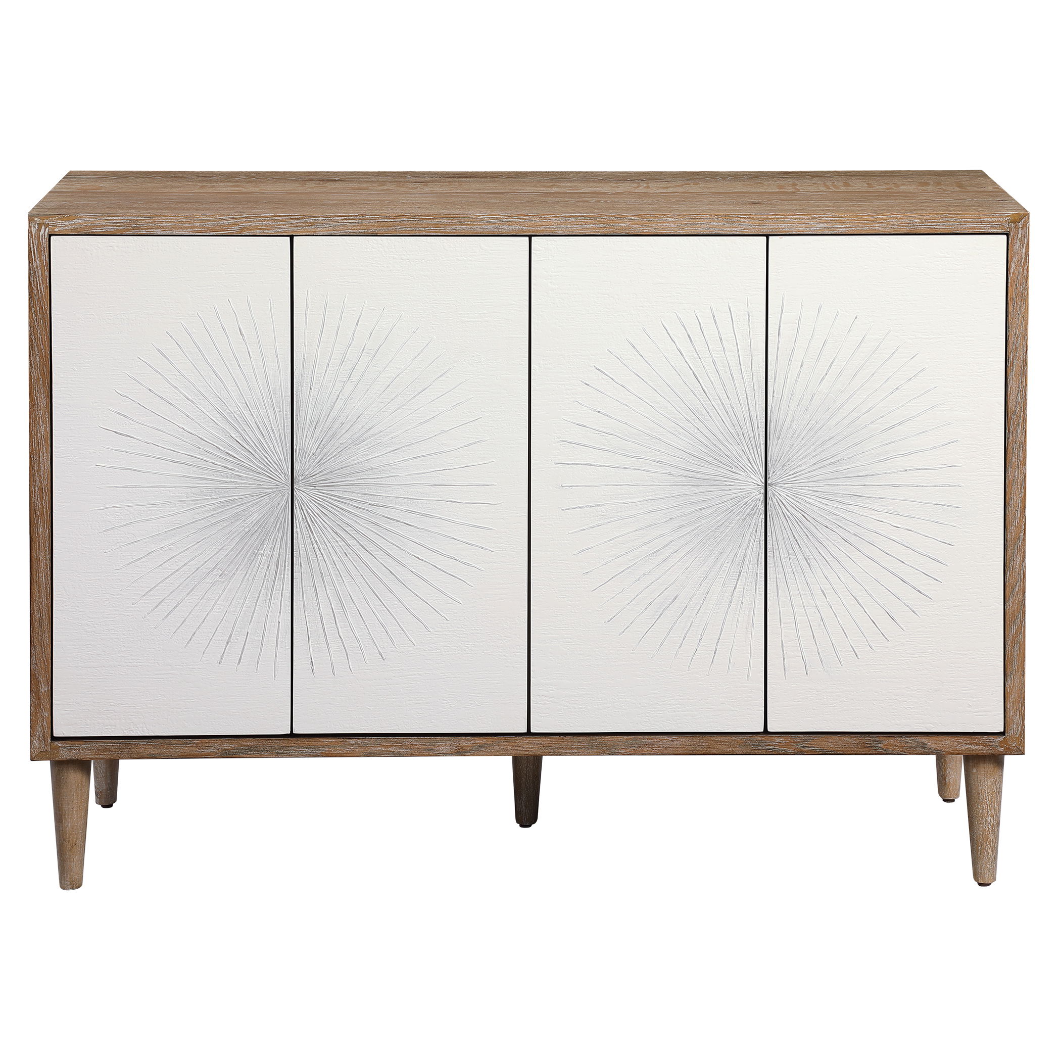 Dani 4 Door White Cabinet, Furniture by Uttermost, 48" width x 34.12" height x 18" depth View 1