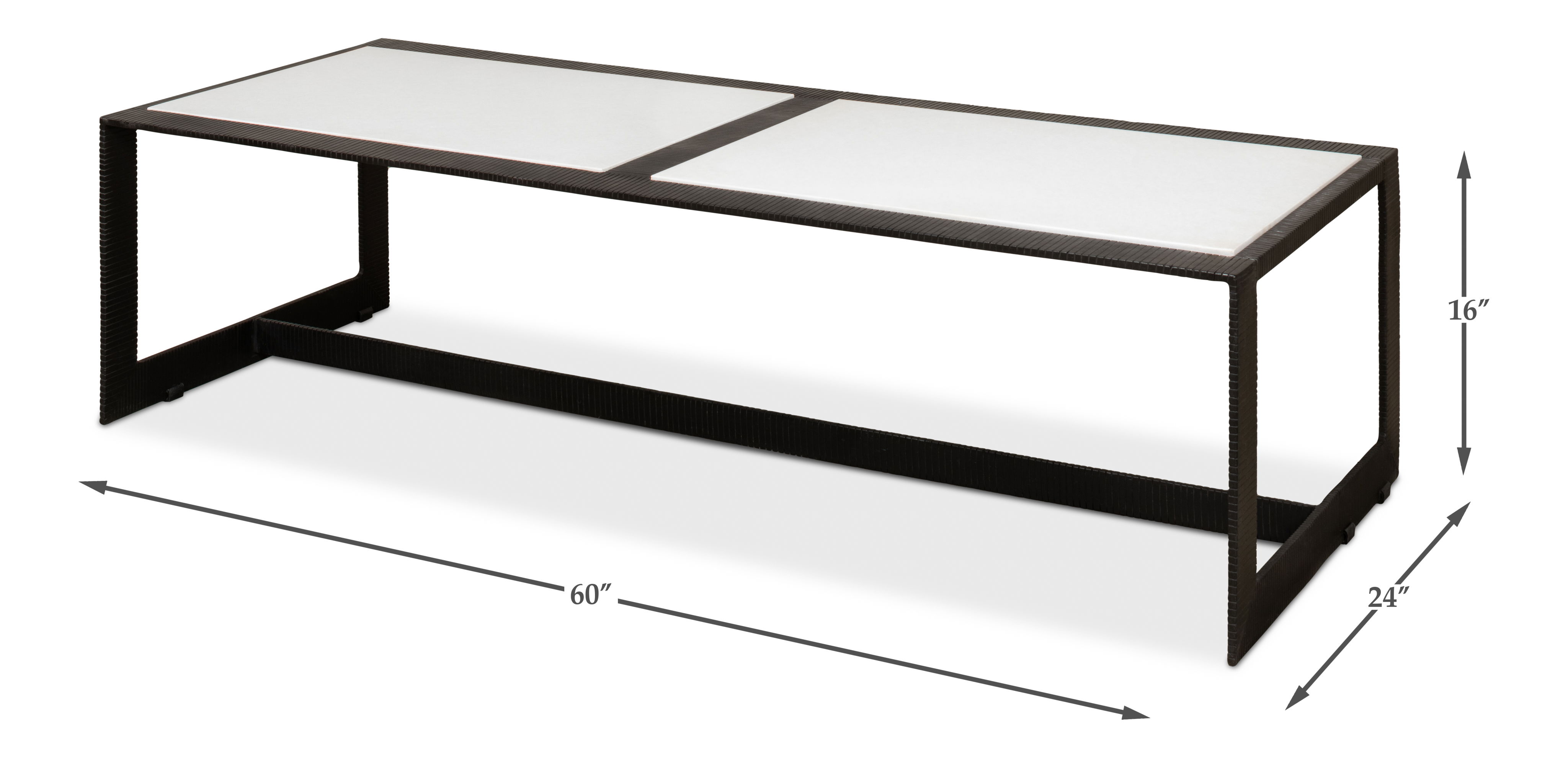 Ridged Iron Rectangular Coffee Table large image 