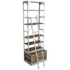 Brodie III 32L x 22W x 94H  Medium Brown Wood Silver Accent Four Shelf Shelving Unit thumbnail 0