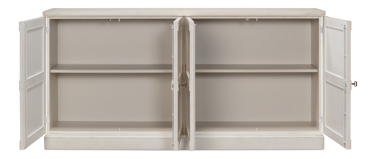 Lionisio Buffet,75',Stucco Wht,Wood Drs, Cabinets & Sideboard by Sarreid, 75" length x 15" width x 37" height View 9