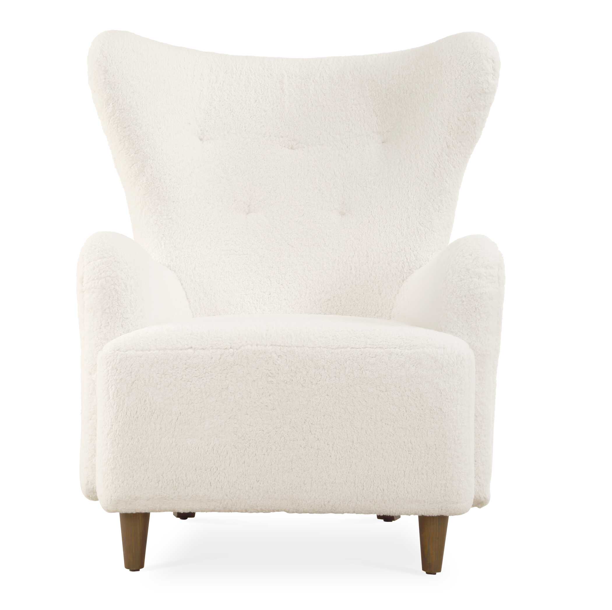 Ingel White Wingback Armchair, Furniture by Uttermost, 33" width x 39.5" height x 34" depth View 1