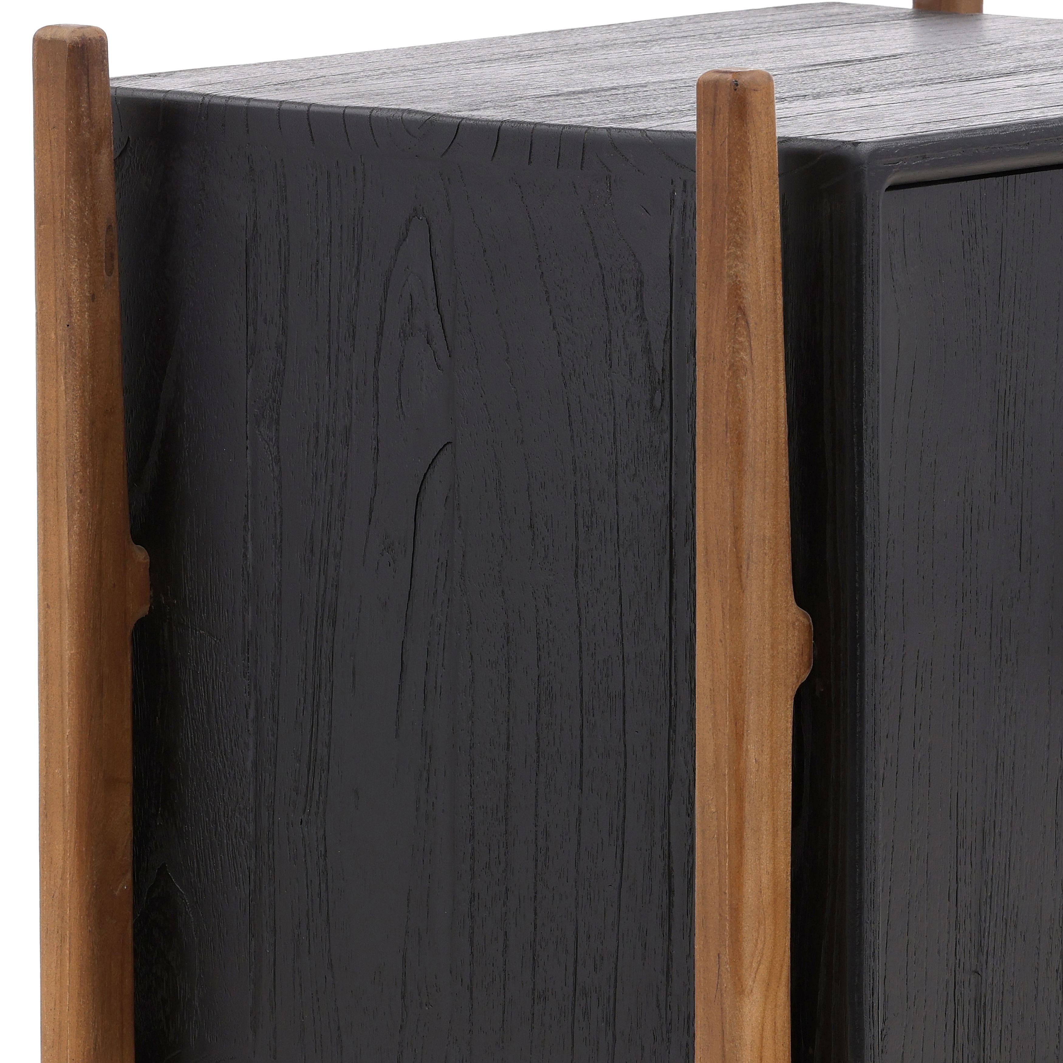 Emberly Nighstand Black, Nightstand by Dovetail, 26.57" width x 29.64" height x 18.11" depth View 6