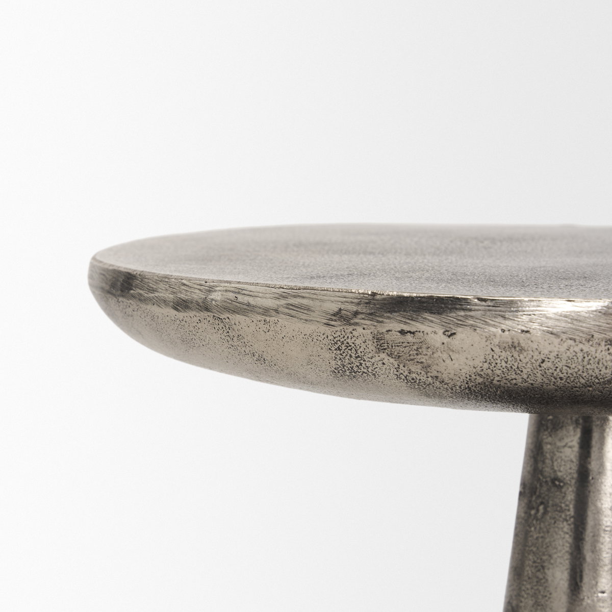Bobbi Textured Polished Nickel Cast Aluminum Metal Accent Table, Side & End Table by Mercana, 20" length x 20" width x 21" height View 7