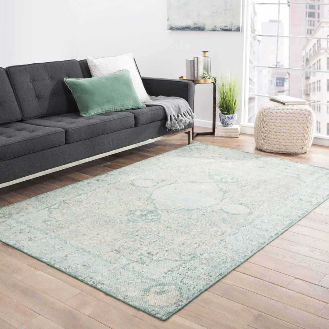 Kai Alessia Overdyed Hand-Knotted Blue/Beige Area Rug large image 
