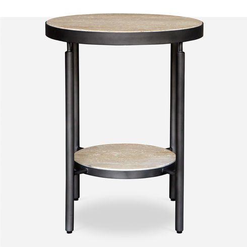 Dauntless Travertine Side Table