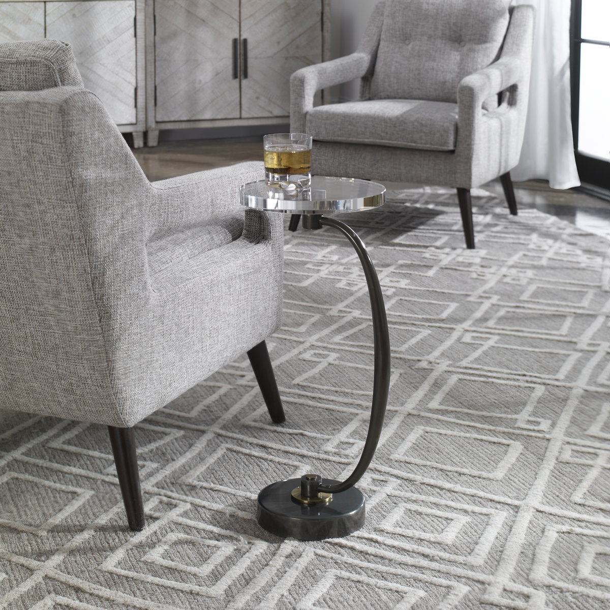Waveney Bronze Drink Table, Side & End Table by Uttermost, 11.5" width x 24" height x 11.5" depth View 2