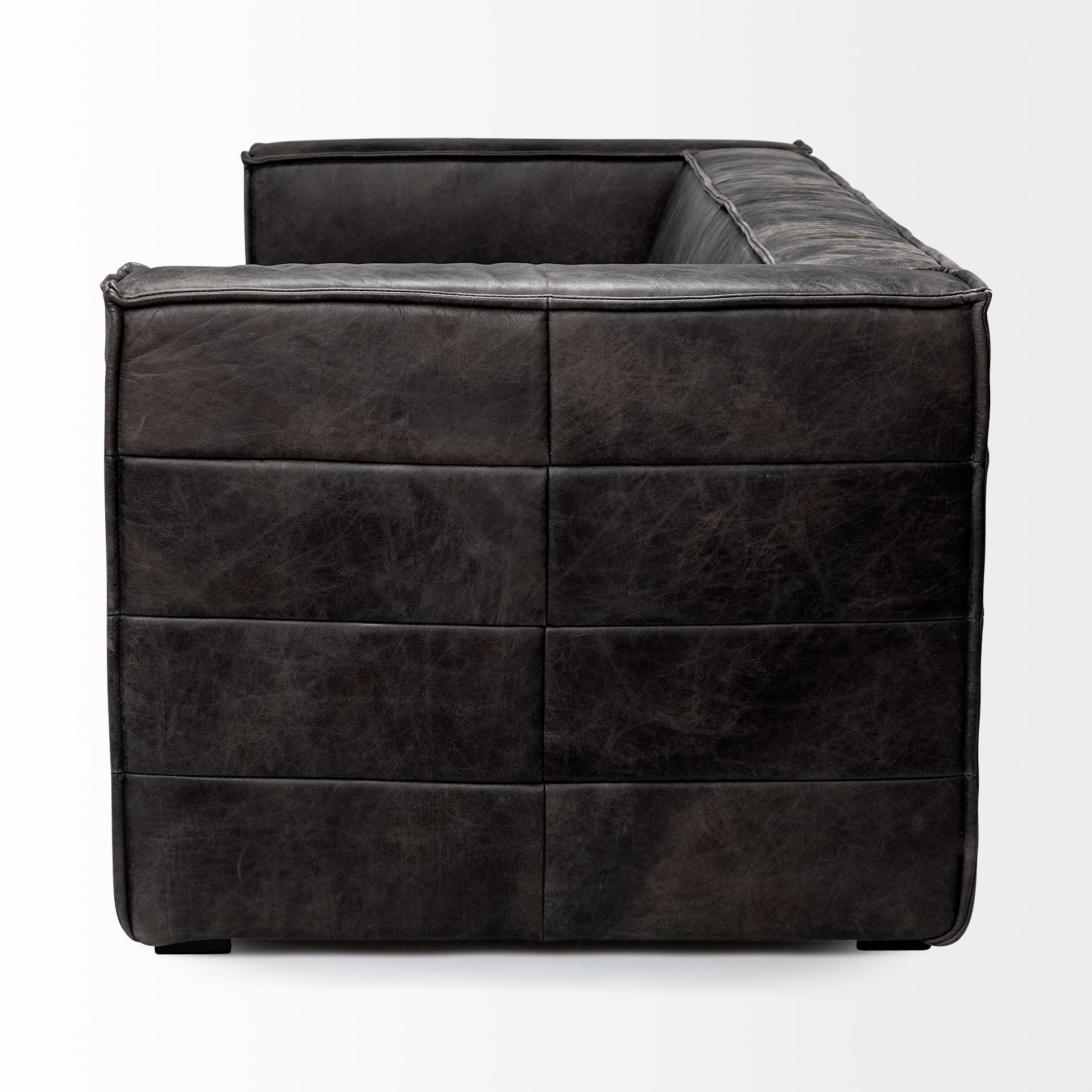 Stinson II 91' Black Leather Three Seater Sofa large image 