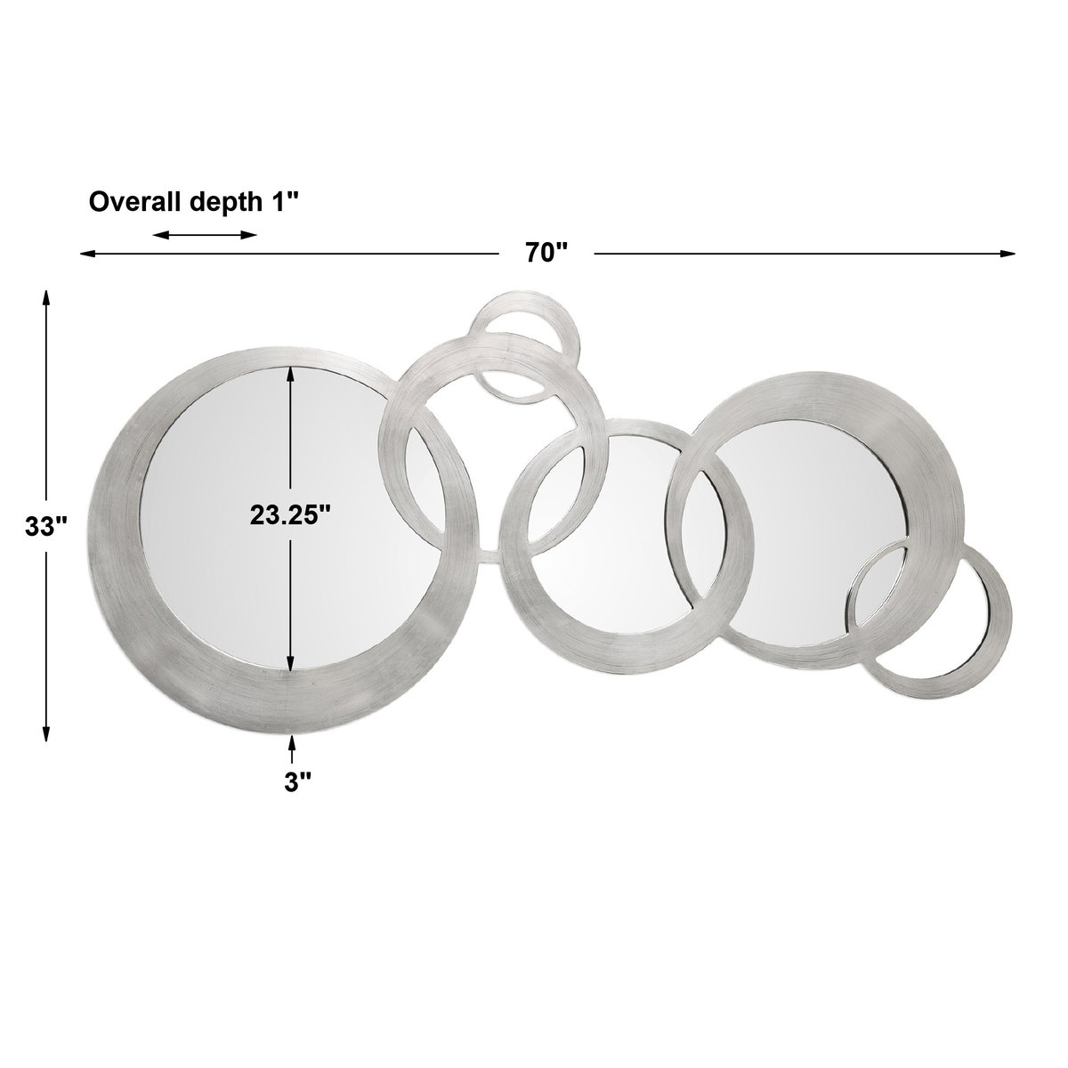 Odiana Silver Rings Modern Mirror, by Uttermost, 33" width x 70" height x 1" depth View 3
