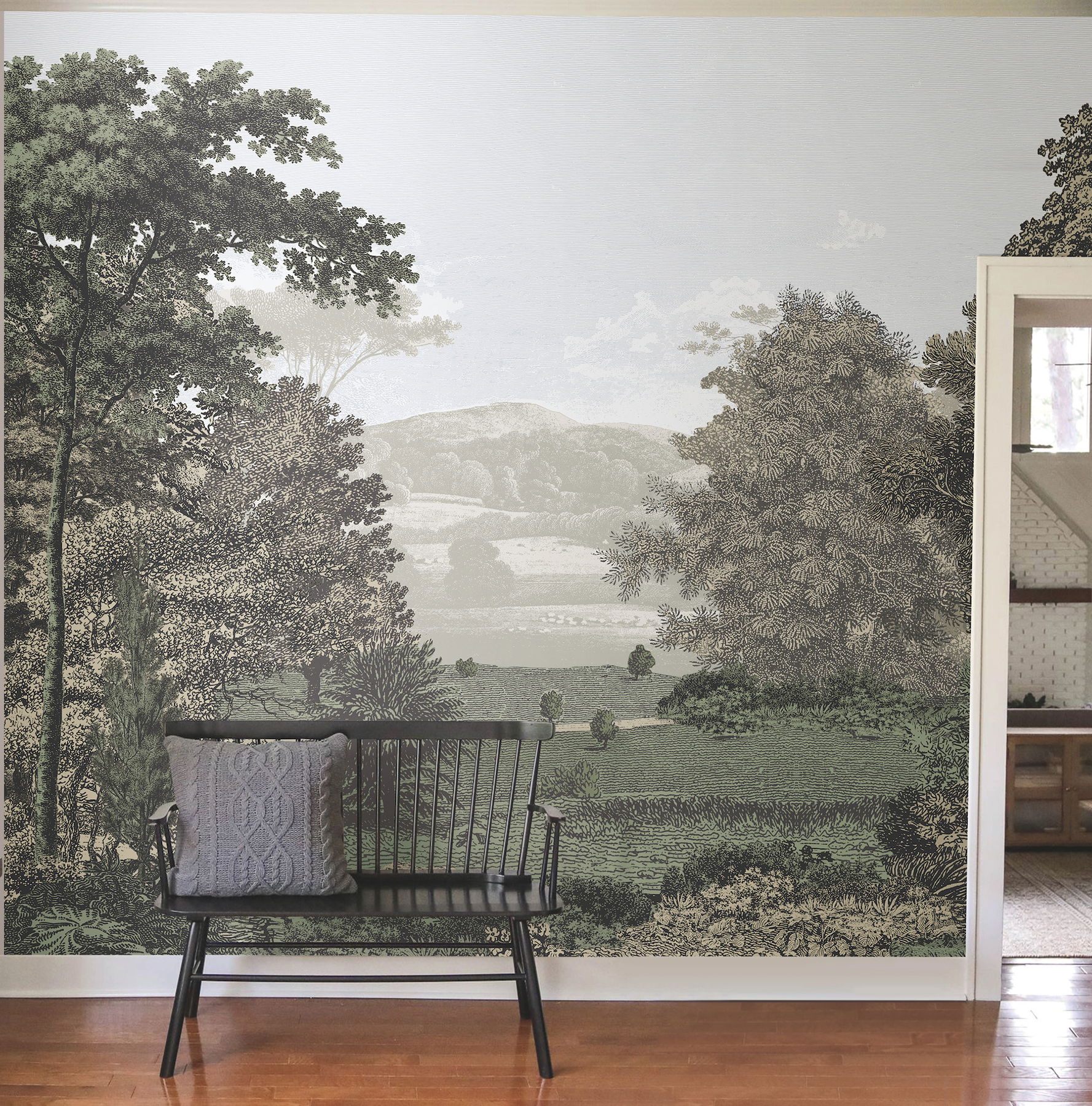 Scenic Pastures Morning Light Peel & Stick Mural large image 