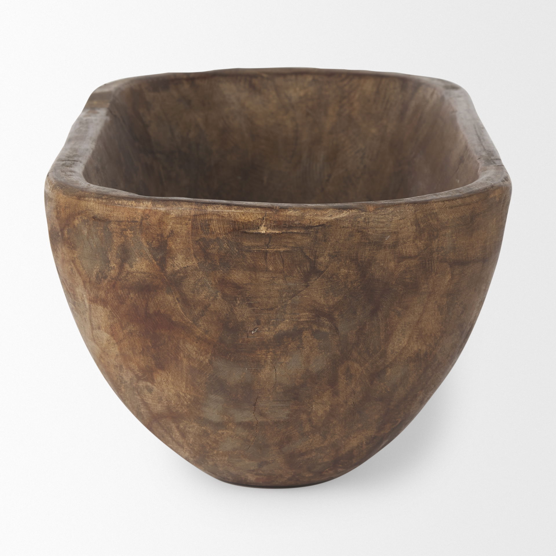 Athena Extra Large Oblong Medium Brown Reclaimed Wood Bowl, Decorative Bowl by Mercana, 26" length x 10" width x 7" height View 4