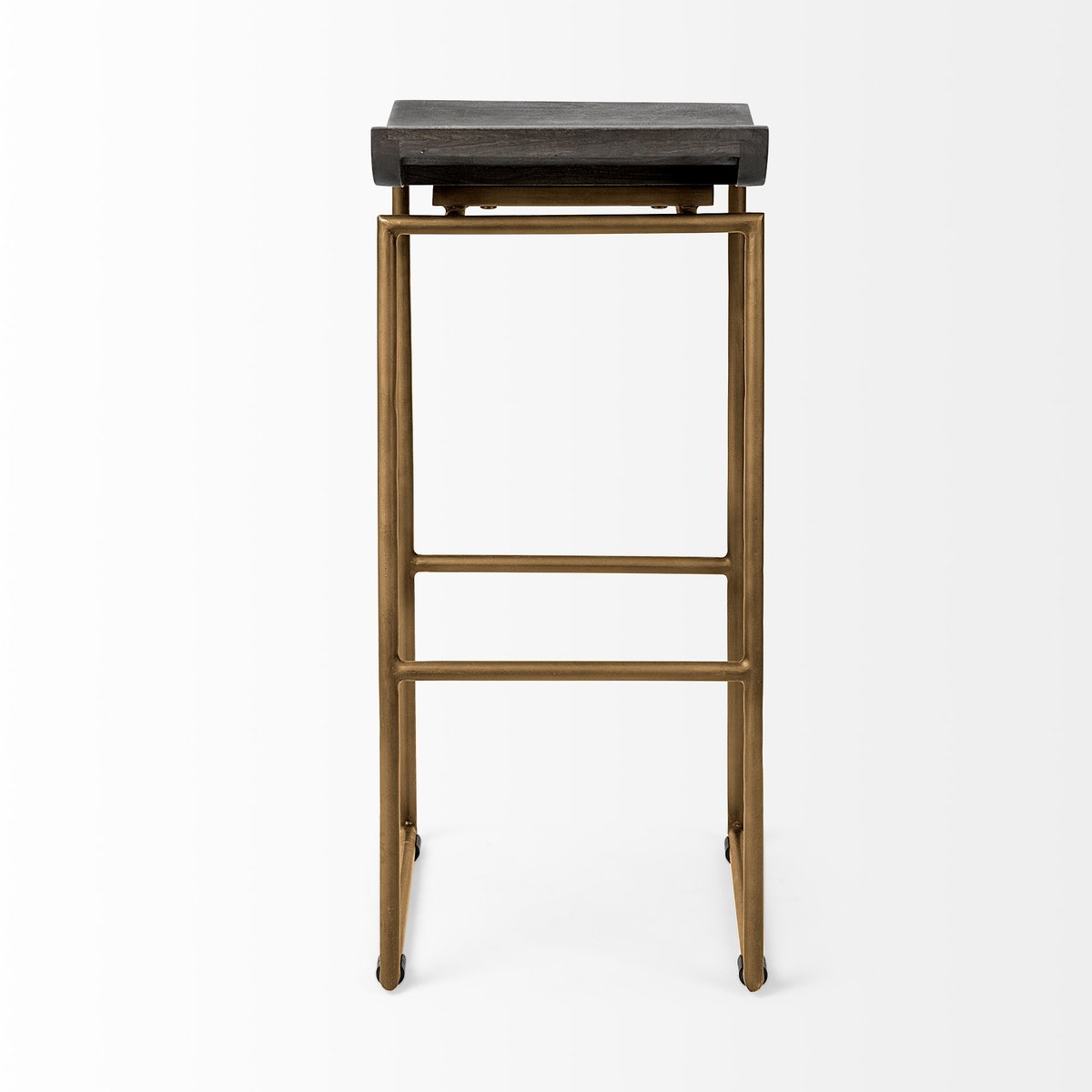 Givens Low Back 32in Seat Bar Stool | Brown Wood with Gold Metal, Counter & Bar Stool by Mercana, 14.1" length x 15.8" width x 32" height View 6