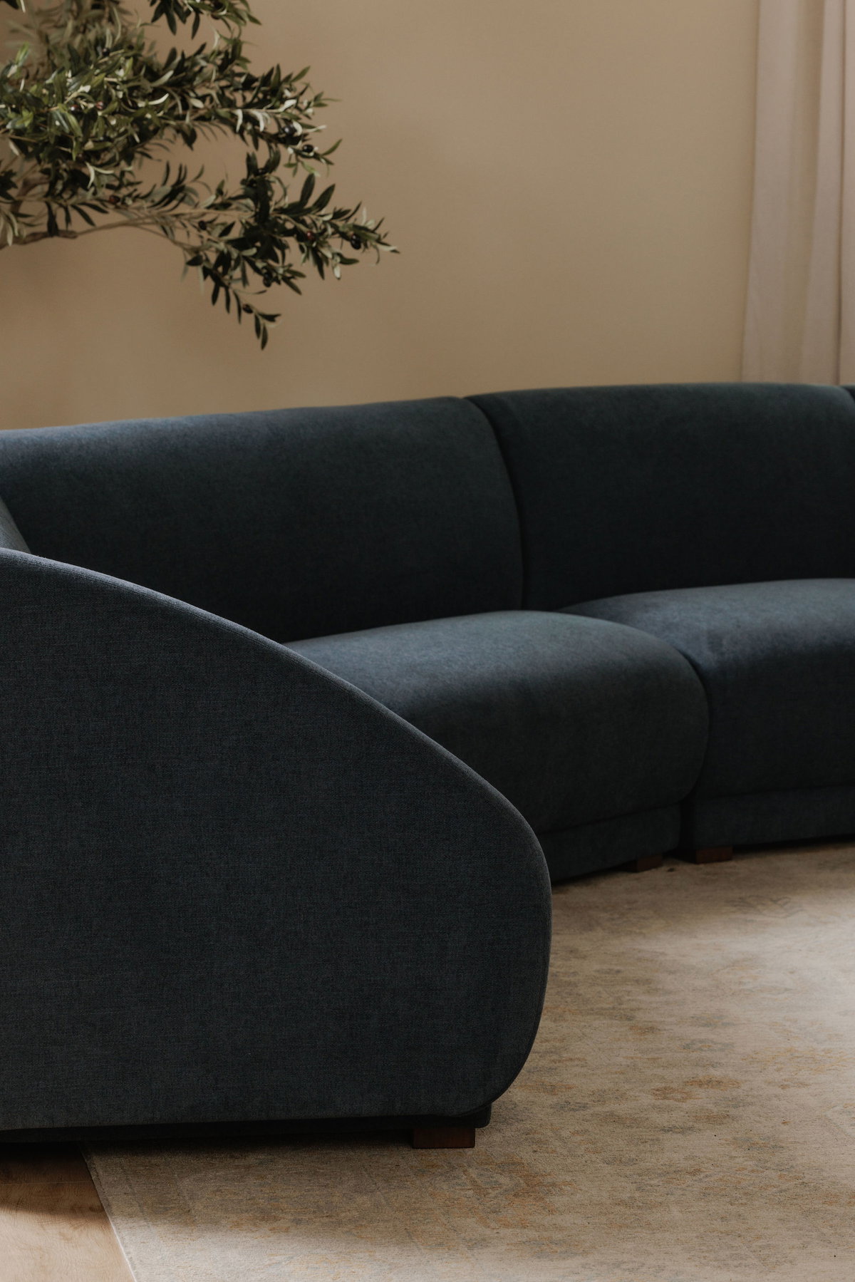 Fraser Left Arm Facing Sofa Deep Blue, Sectional Sofa by Moe's Home, 70" width x 31.5" height x 34.3" depth View 6