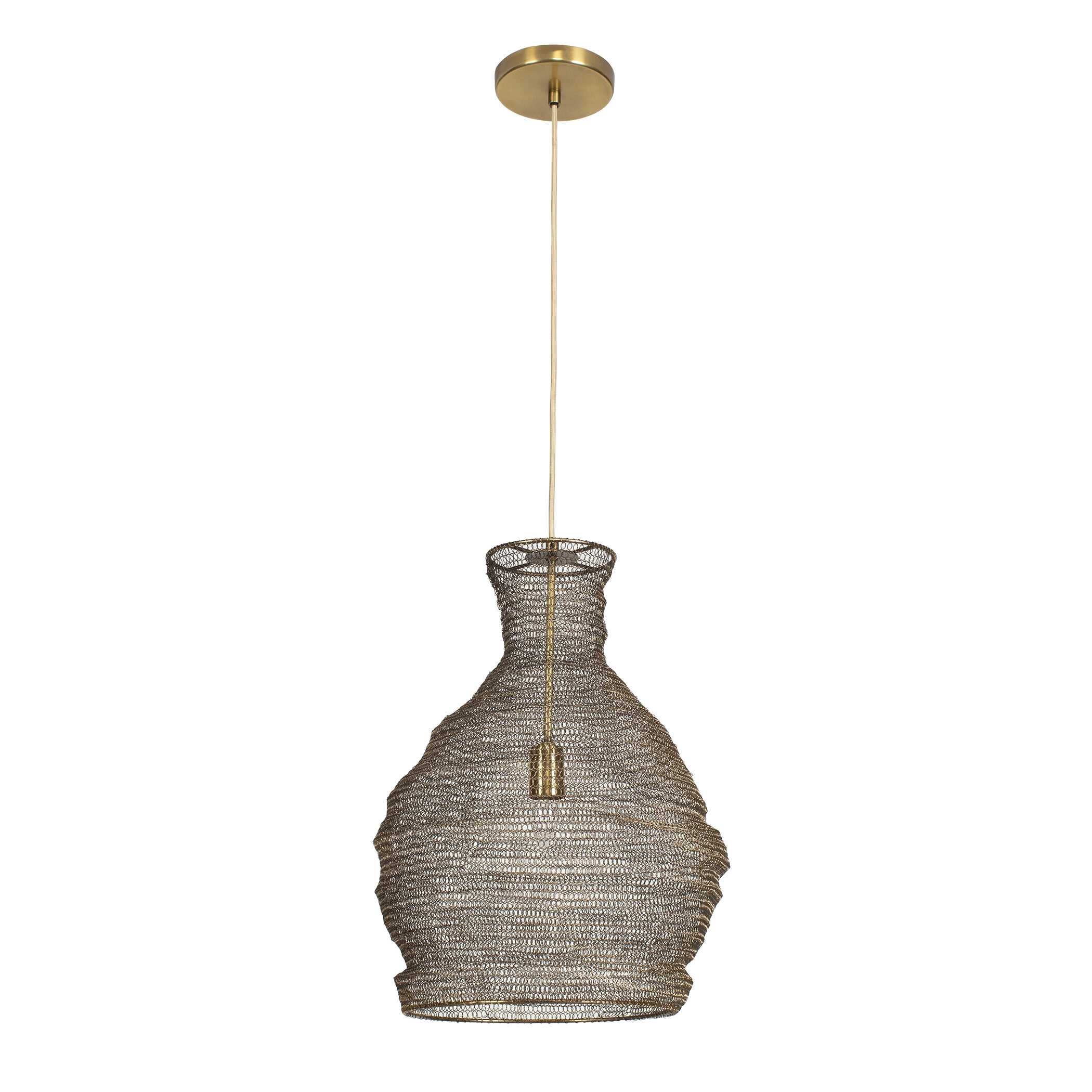 Murmur Woven Brass 1 Light Pendant, Ceiling Light by Uttermost, 15" width x 21.6" height x 15" diameter x 15" depth View 8