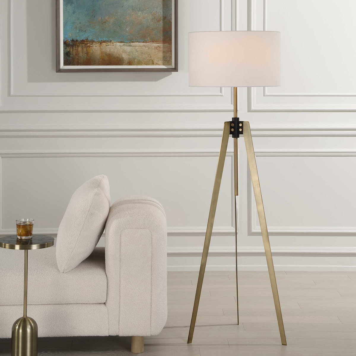 Anchorage Tri-pod Floor Lamp, by Uttermost, 1'7" width x 5'3.5" height x 1'7" depth View 2