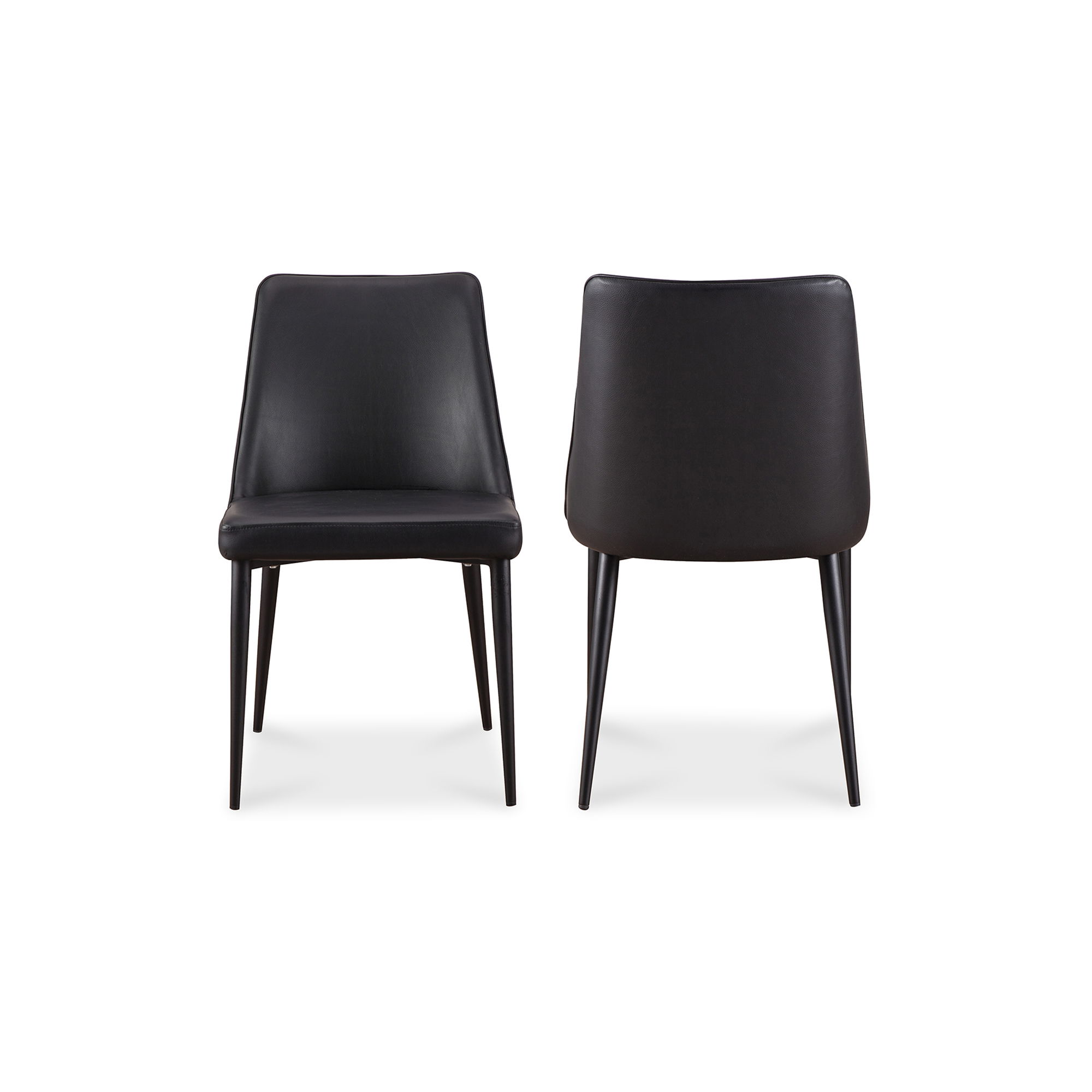Lula Dining Chair Black Vegan Leather - Set Of Two, by Moe's Home, 18" width x 31.9" height x 23.4" depth View 3