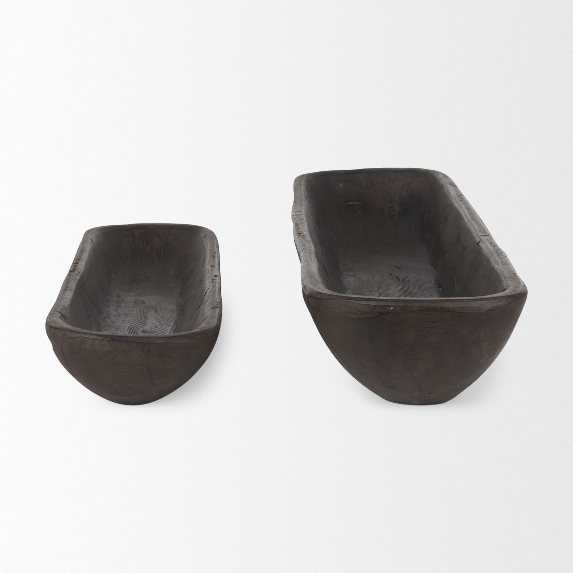 Athena Set of 2 Extra Large Black-Brown Reclaimed Wood Trays large image 
